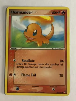 Pokemon TCG Crystal Guardians Charmander 48/100 Light Played - Image 1