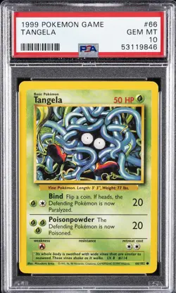 1999 POKEMON BASE SET UNLIMITED #66 TANGELA PSA 10 - Image 1