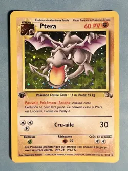 MP - Aerodactyl (Ptera) - French 1st Edition 1/62 Fossil Pokemon TCG - Holo Rare - Image 2