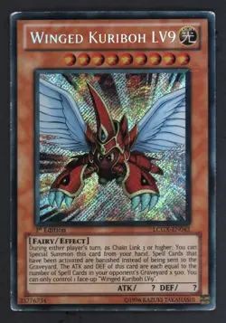 YugiOh Winged Kuriboh LV9 - LCGX-EN043 - Secret Rare 1st Edition Played - Image 1