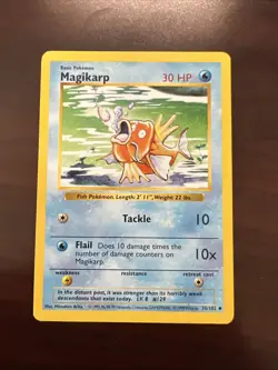 Magikarp 35/102 Shadowless Base Set Pokemon Card 1999 WOTC MP Vintage TCG - Image 1