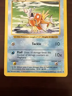 Magikarp 35/102 Shadowless Base Set Pokemon Card 1999 WOTC MP Vintage TCG - Image 4