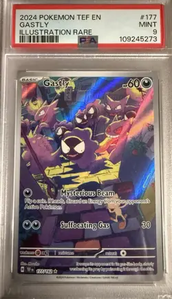 Pokemon TEF en Temporal Forces Gastly Illustration Rare Card #177/162 PSA 9 - Image 1