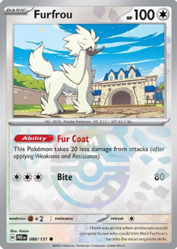Pokemon TCG Furfrou Prismatic Evolutions Masterball Holo Card 88/131 - Image 1