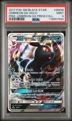 2017 Pokemon Premium Coll. Black Star Promo Card SM36 Umbreon GX Graded PSA 9 - Image 1