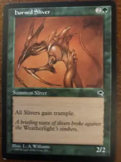 MTG - 1x Horned Sliver - Tempest - LP - Vintage - Magic The Gathering - 1997 - Image 1