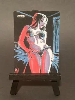 MTG Hand Painted Alter: SWAMP Magic the Gathering anime art - Image 1