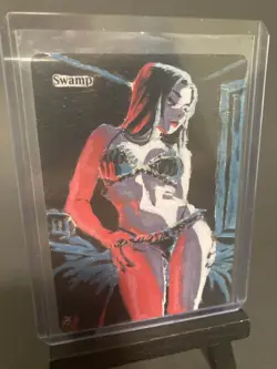 MTG Hand Painted Alter: SWAMP Magic the Gathering anime art - Image 3