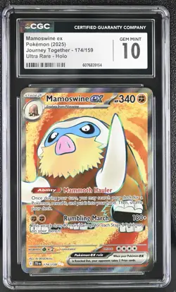 CGC 10 2025 POKEMON JTG EN-JOURNEY TOGETHER ULTRA RARE #174 MAMOSWINE EXw/ Stand - Image 1