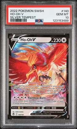 2022 POKEMON SWORD & SHIELD SILVER TEMPEST #140 HO-OH V PSA 10 - Image 1
