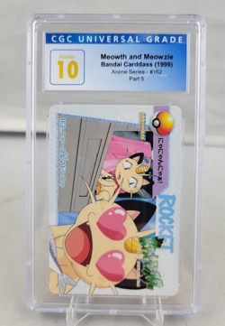 1999 Pokemon Bandai Carddass Meowth & Meowzie Part 5 # 162 CGC 10 PRISTINE - Image 1