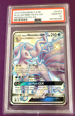 2019 Pokemon Sun & Moon Hidden Fates Alolan Ninetales GX #SV53 Fa PSA 10 - Image 1