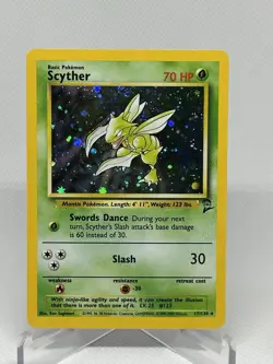 1999 Pokemon TCG Base Set 2 Scyther Holo Rare 17/130 - Image 1