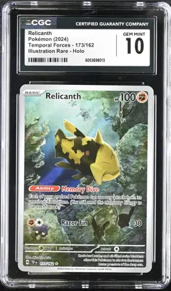Pokemon TCG Relicanth Temporal Forces Holo Illustration Card 173/162 CGC 10 - Image 1