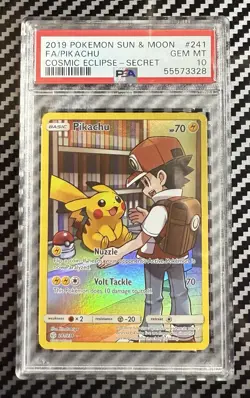 Pokemon Cosmic Eclipse # 241 Full Art Pikachu PSA 10 Card GEM MINT! Secret Rare! - Image 1