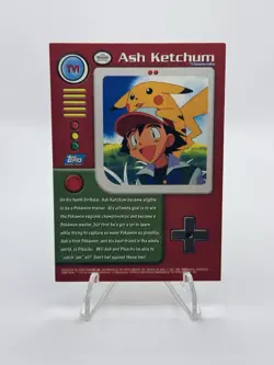 Ash Ketchum TV1 NM Non Holo Fierce Pikachu Art Blue Logo Topps TV Pokemon Card! - Image 2