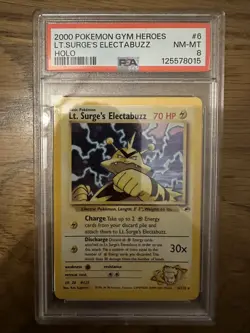 Lt. Surge's Electabuzz 6/132 Gym Heroes PSA 8 NM Near Mint - WOTC Pokemon Card - Image 1