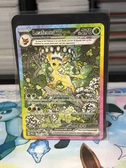 Pokemon TCG Leafeon EX Prismatic Evolutions Double Rare Rainbow Holo Card - Image 1