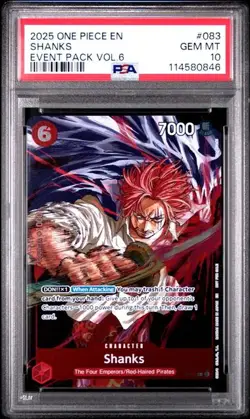 Shanks Event Pack Vol. 6 P-083 One Piece Promotion Cards Foil PSA 10 POP 3 - Image 1