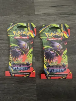 Pokemon TCG Mega Evolution Phantasmal Flames Sleeved Booster Pack Lot of 2 - Image 1