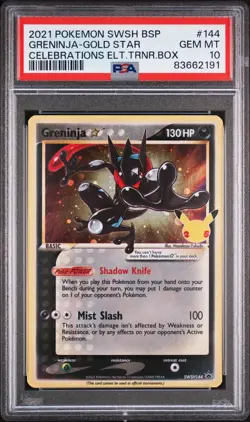 2021 Pokemon Greninja Gold Star Holo Promo SWSH144 Celebrations BlackStar PSA 10 - Image 1