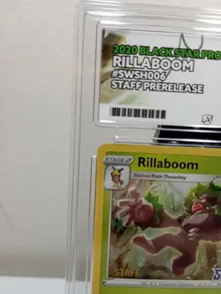 Rillaboom Staff Prerelease Promo Sword And Shield Ace Graded 7 Pokemon card - Image 4