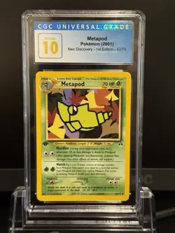 CGC Pristine 10 Metapod Neo Discovery 1st Edition Pokemon Card 42/75 - Image 1