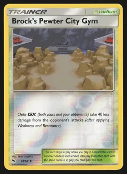 Hidden Fates Brock's Pewter City Gym #54/68 Reverse Holo Pokemon Card - Image 1