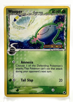 Wooper 71/101 Reverse Holo Stamped Pokemon Card 2006 Dragon Frontiers MP Crease - Image 1