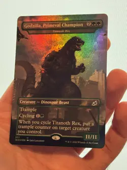 1X FOIL Godzilla, Primeval Champion BORDERLESS NM MTG Magic Ikoria Godzilla EDH - Image 1