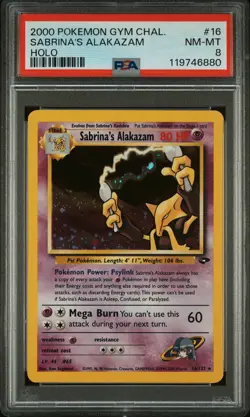 2000 POKEMON GYM CHALLENGE HOLO #16 SABRINA'S ALAKAZAM PSA 8 - Image 1