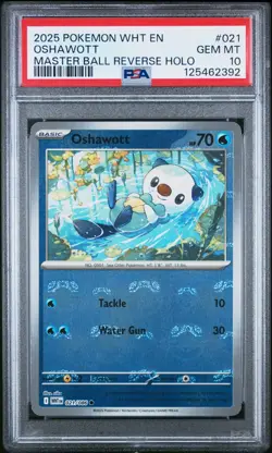 2025 Pokemon WHT EN Oshawott Master Ball Reverse Holo #021/086 PSA 10 - Image 1