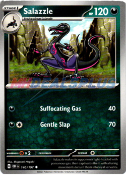NM Pokemon Obsidian Flames Salazzle Reverse Holo 140 - Image 1