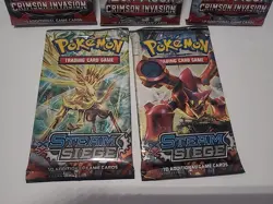 Pokemon TCG Crimson Invasion 3 Booster Packs New Sealed 2 Packs Of Steam Siege - Image 2