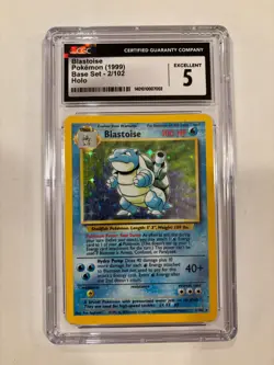 Blastoise Pokemon 1999 Base Set 2/102 Holo Graded Pokemon CGC 5 - Image 1