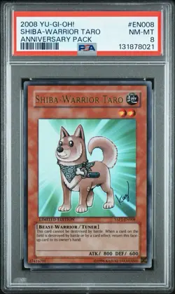 2008 Yu-Gi-Oh! Shiba-Warrior Taro Anniversary Pack YAP1 Limited Ultra Rare PSA 8 - Image 1