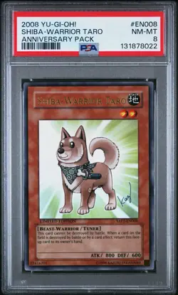 2008 Yu-Gi-Oh! Shiba-Warrior Taro Anniversary Pack YAP1 Limited Ultra Rare PSA 8 - Image 1