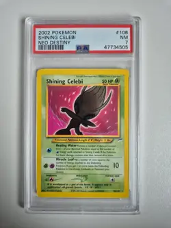PSA 7 Shining Celebi 106/105 Neo Destiny Holo Secret Rare Pokemon Card NEAR MINT - Image 1