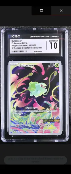 2x CGC Gem Mint 10 - Bulbasaur 133/132 Pokemon Box Topper Mega Evolution cards. - Image 2