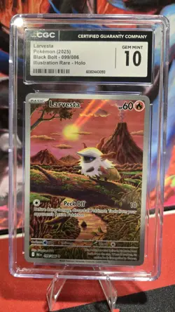 CGC 10 GEM MINT Larvesta 099/086 ILLUSTRATION RARE HOLO Pokemon Card 062 - Image 1