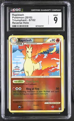 CGC 9 MINT Rapidash 2010 Triumphant 8/102 Reverse Holo Pokemon Card - Image 1