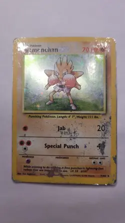 2000 Base Set Pokemon Hitmonchan #7 Unlimited Holo Rare - Vintage WOTC Card! DMG - Image 1