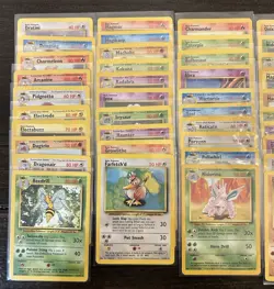 1999 Pokemon Base Set COMPLETE Unlimited Lp/MP NON HOLO Cards #17-102 Lot - Image 2