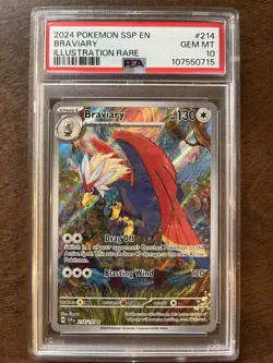 Pokemon TCG Braviary Illustration Rare Card 214/191 Surging Sparks PSA 10 - Image 1