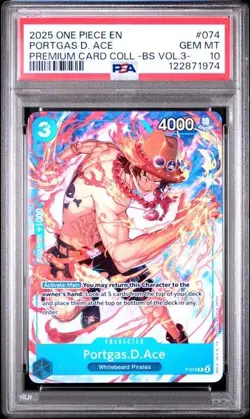 Portgas D. Ace P-074 - One Piece Premium Card Collection Vol. 3 - PSA 10 - Image 1