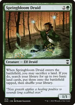 Springbloom Druid 74 Druid Elf MTG Green Randy Gallegos WOTC 2021 Land 2021 - Image 1
