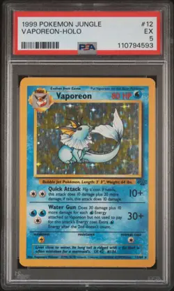 Vaporeon - Holo - 12/64 Jungle - Pokemon TCG - PSA 5 - 1999 - Image 1
