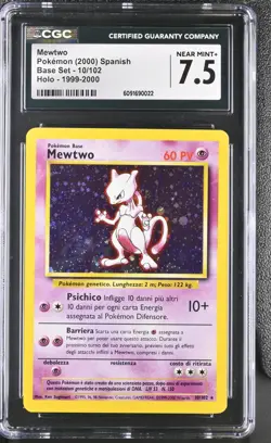 Pokemon TCG Mewtwo SPANISH Holo Rare Base Set 10/102 CGC 7.5 Near Mint+ PSA - Image 1