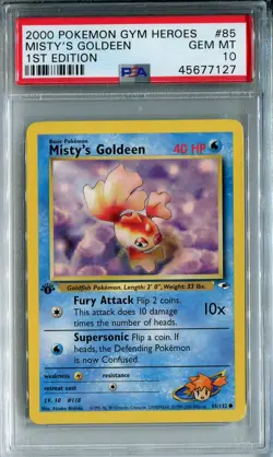 2000 Pokemon Gym Heroes Misty’s Goldeen 1st Edition PSA 10 GEM MINT - Image 1