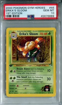 2000 Pokemon Gym Heroes Erika’s Gloom 1st Edition PSA 10 GEM MINT - Image 1